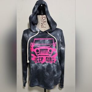 Upcycled tie dye JEEP GIRL hoodie medium
